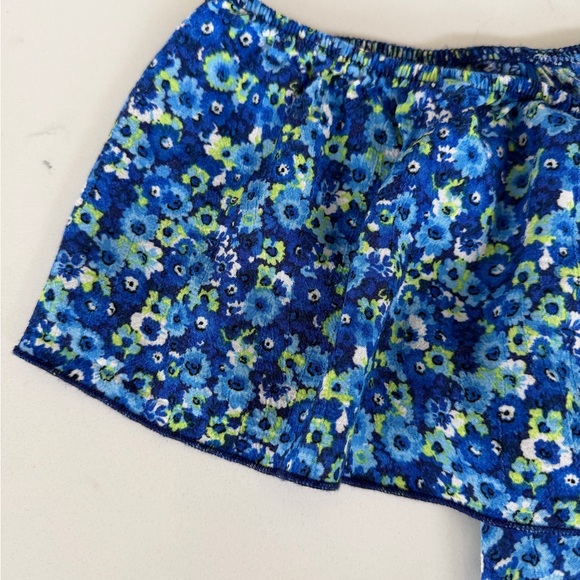 Zara Blue Floral Off Shoulder Ruffle Dress Romper Size L - Picture 9 of 10